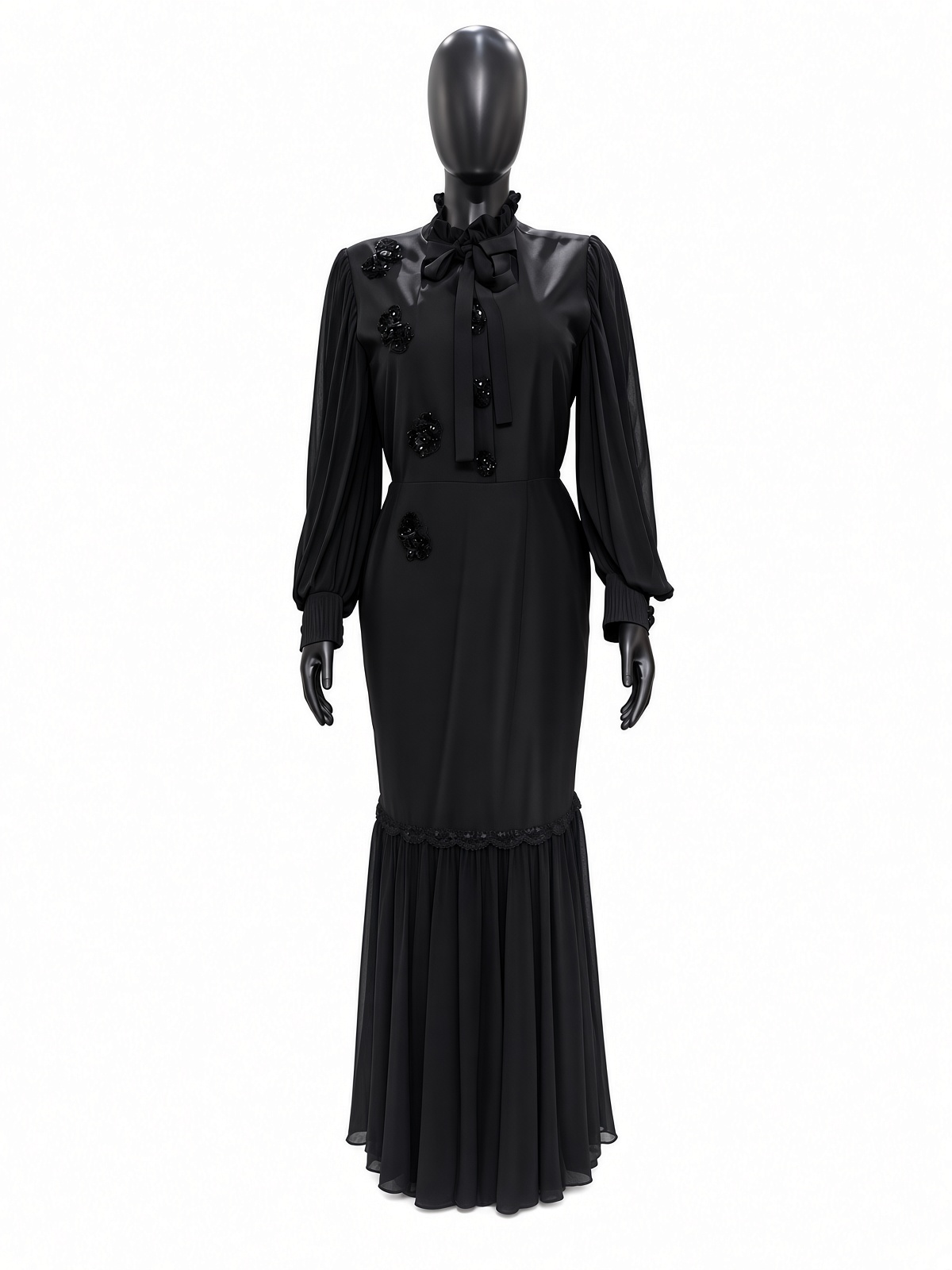 Noire Ruffle Maxi Dress