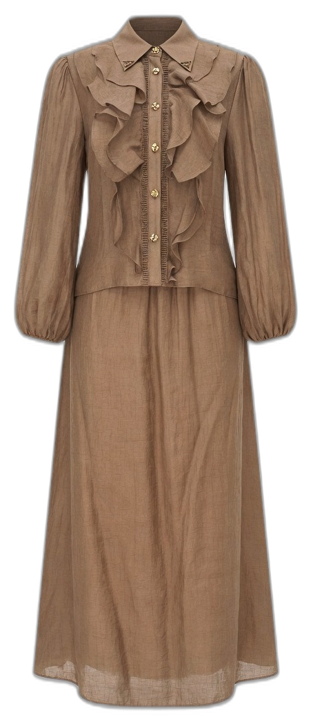 Taupe Ruffle Midi